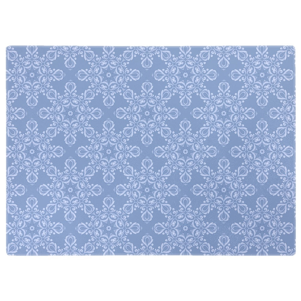 Blue Pattern Glass Chopping Board